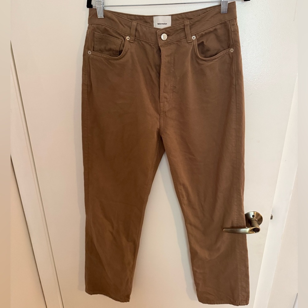 Reformation Brown Straight-Leg Jeans